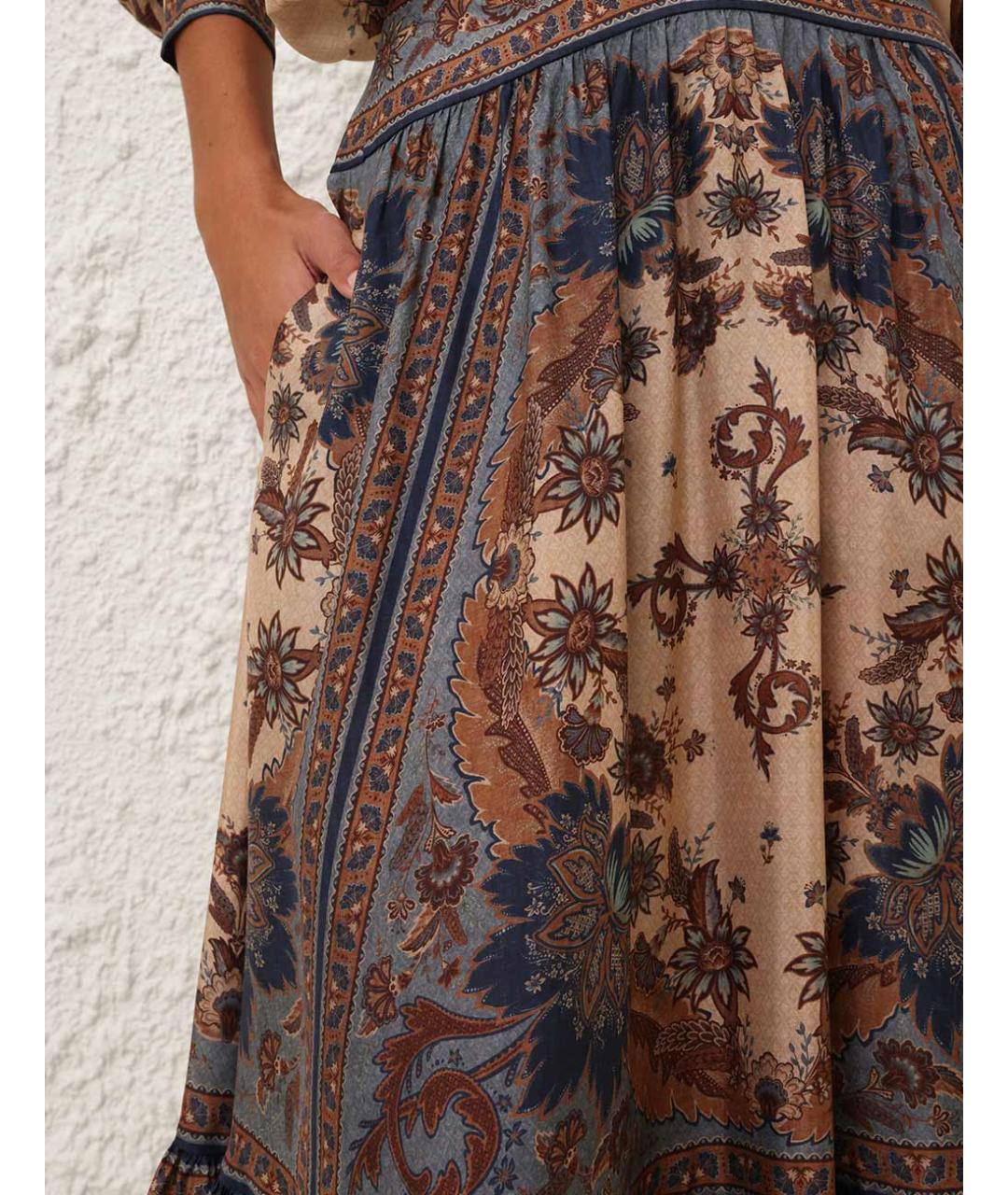 ZIMMERMANN Коричневая юбка миди, фото 5