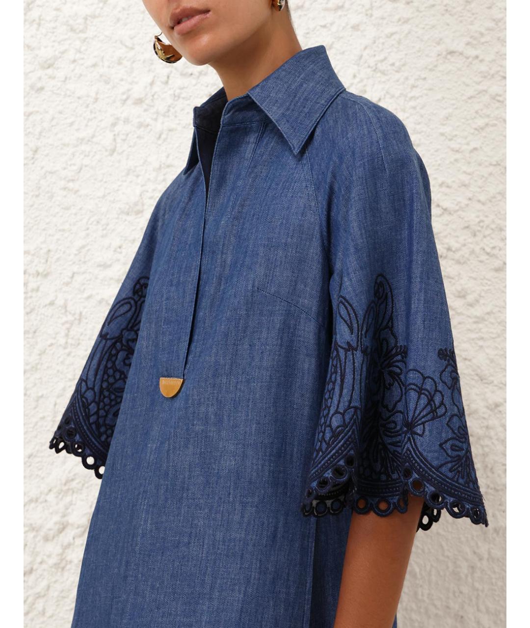 ZIMMERMANN Синее хлопковое повседневное платье, фото 5
