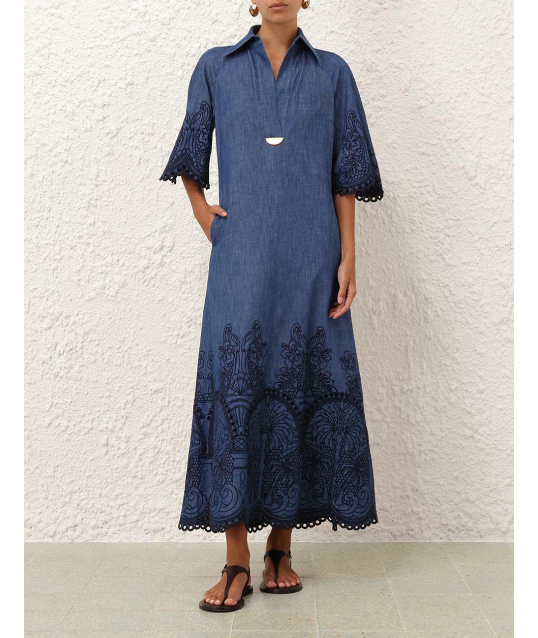ZIMMERMANN Синее хлопковое повседневное платье, фото 2