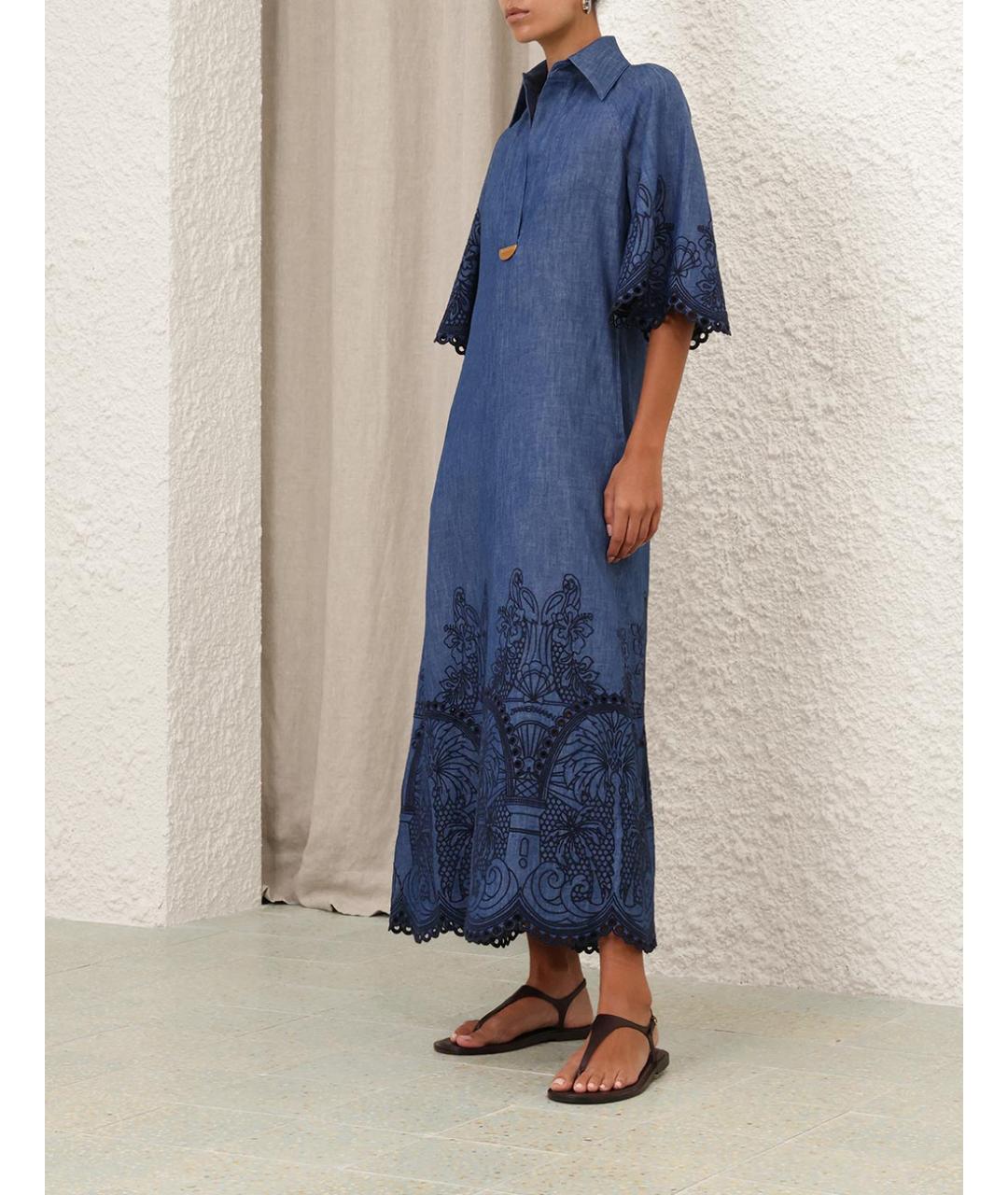 ZIMMERMANN Синее хлопковое повседневное платье, фото 3
