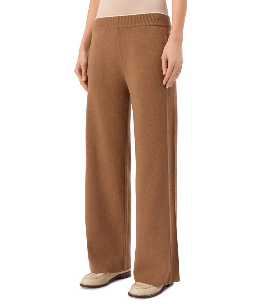 KITON Коричневые шерстяные прямые брюки, фото 3