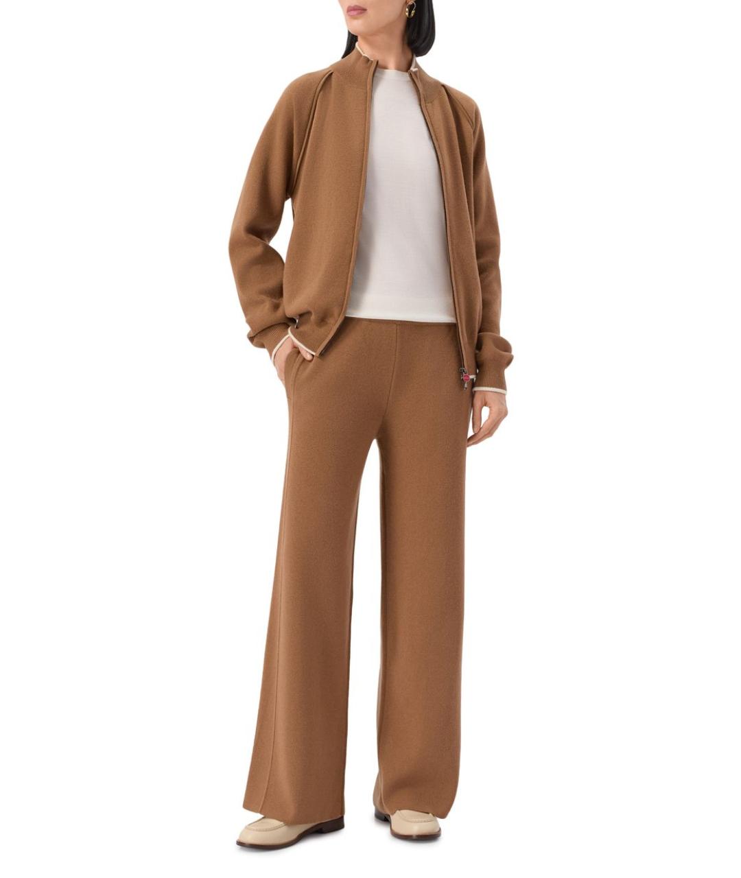 KITON Коричневые шерстяные прямые брюки, фото 2