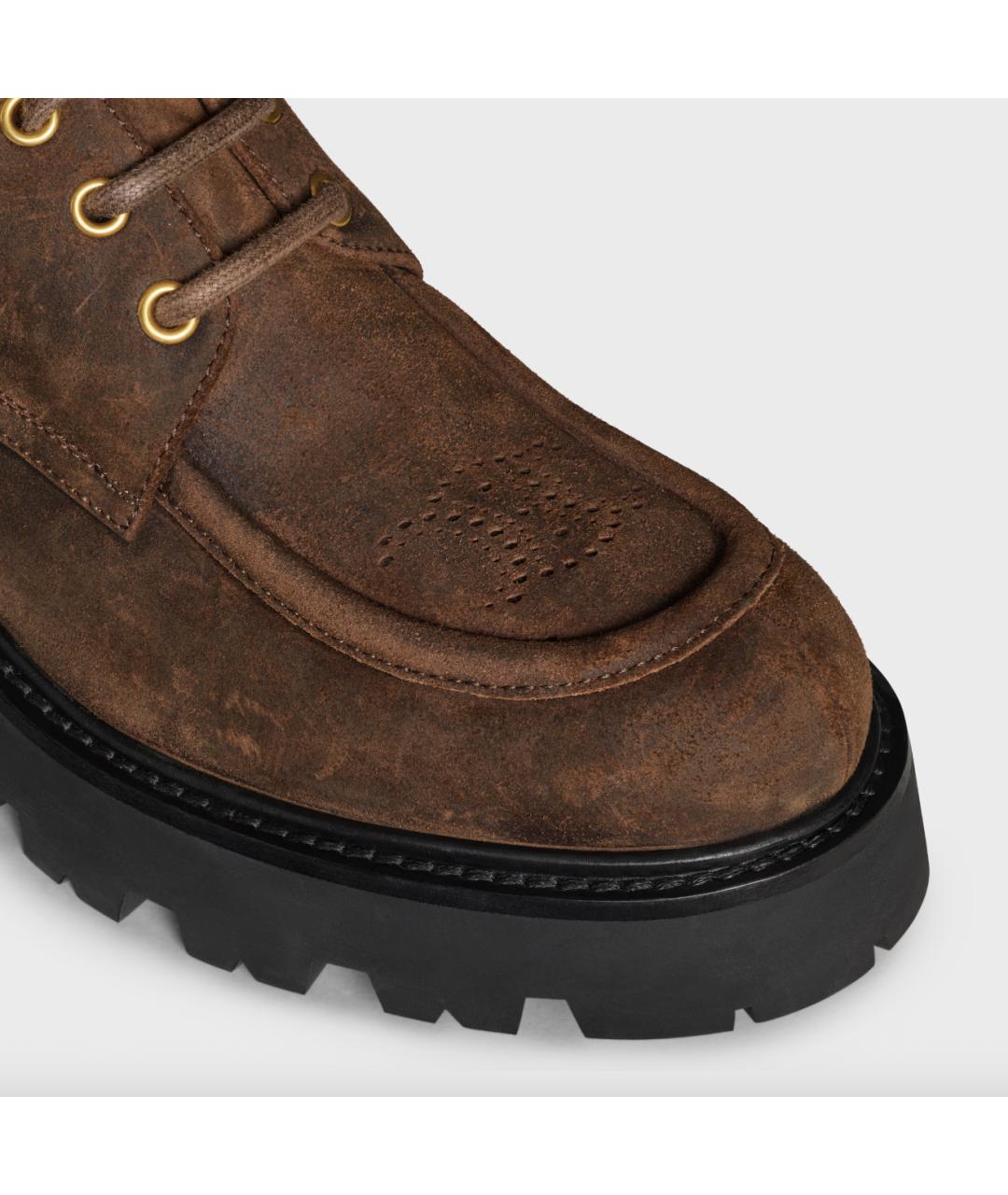 CELINE Коричневые кожаные брогги и оксфорды, фото 4