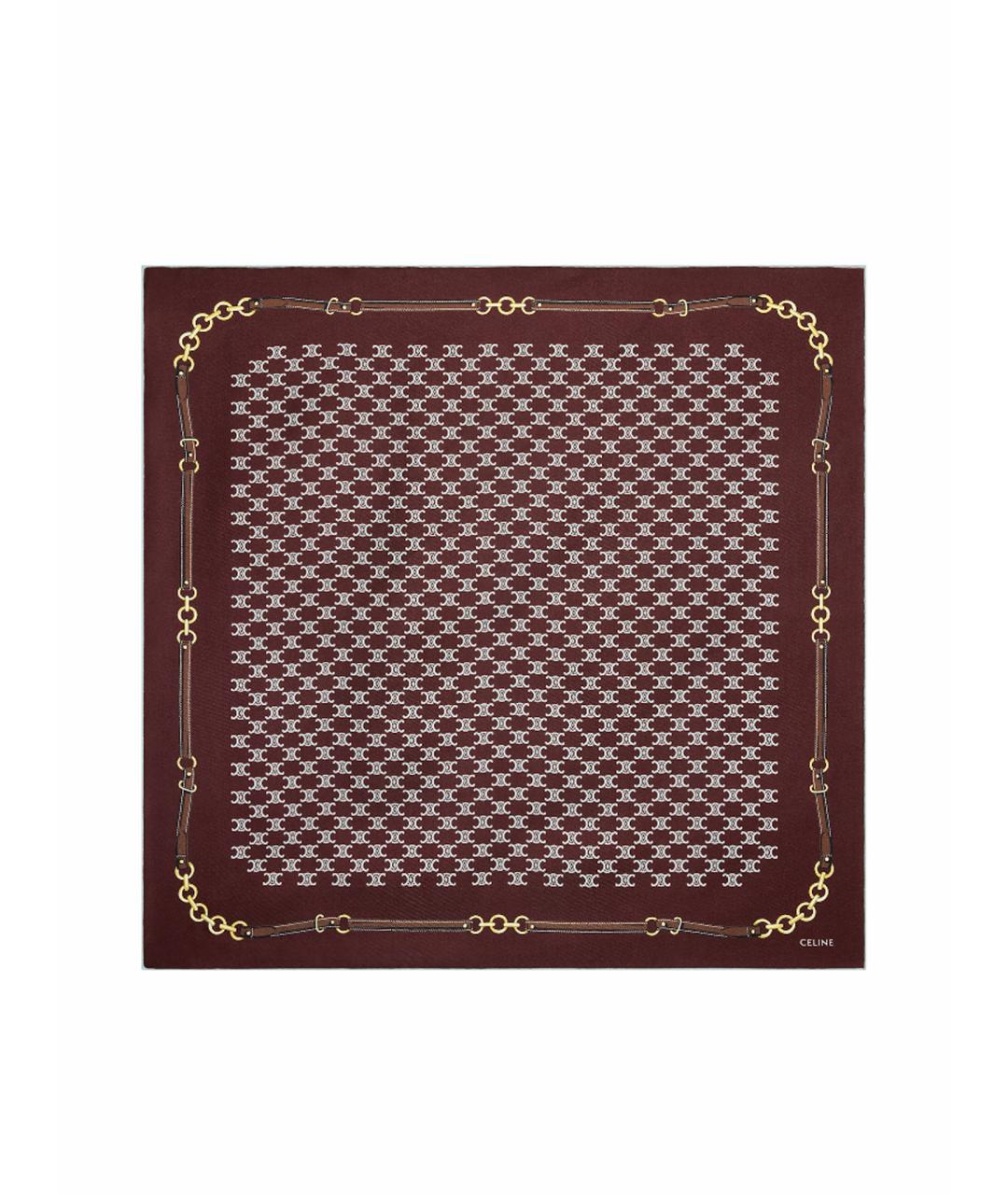 CELINE Коричневый шелковый платок, фото 1