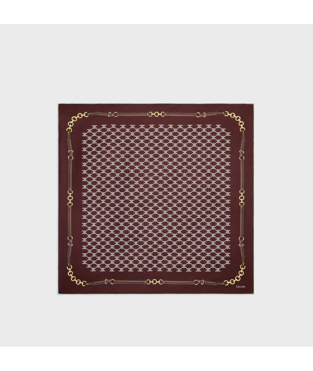 CELINE Коричневый шелковый платок, фото 4