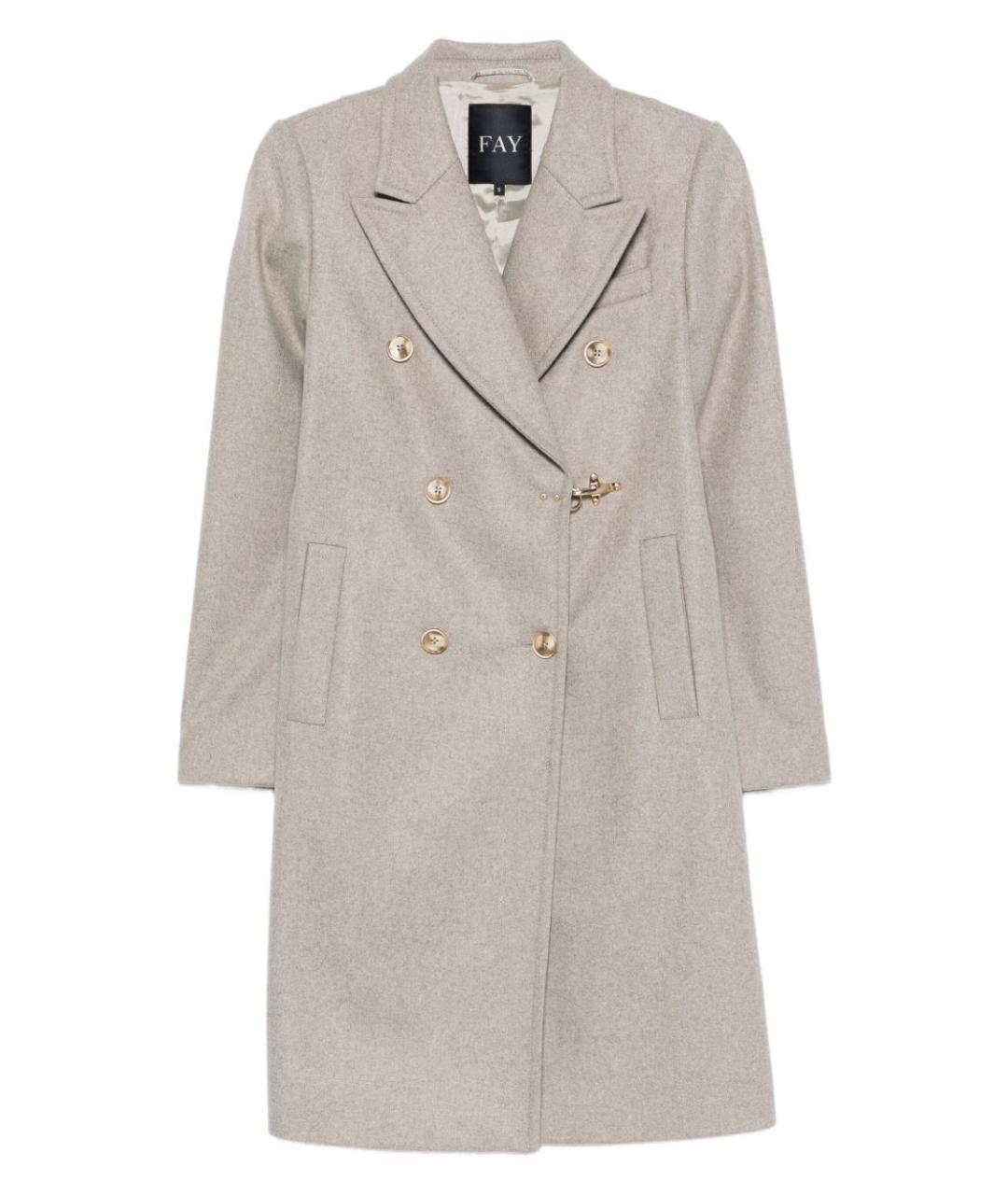 FAY Бежевое шерстяное пальто, фото 1