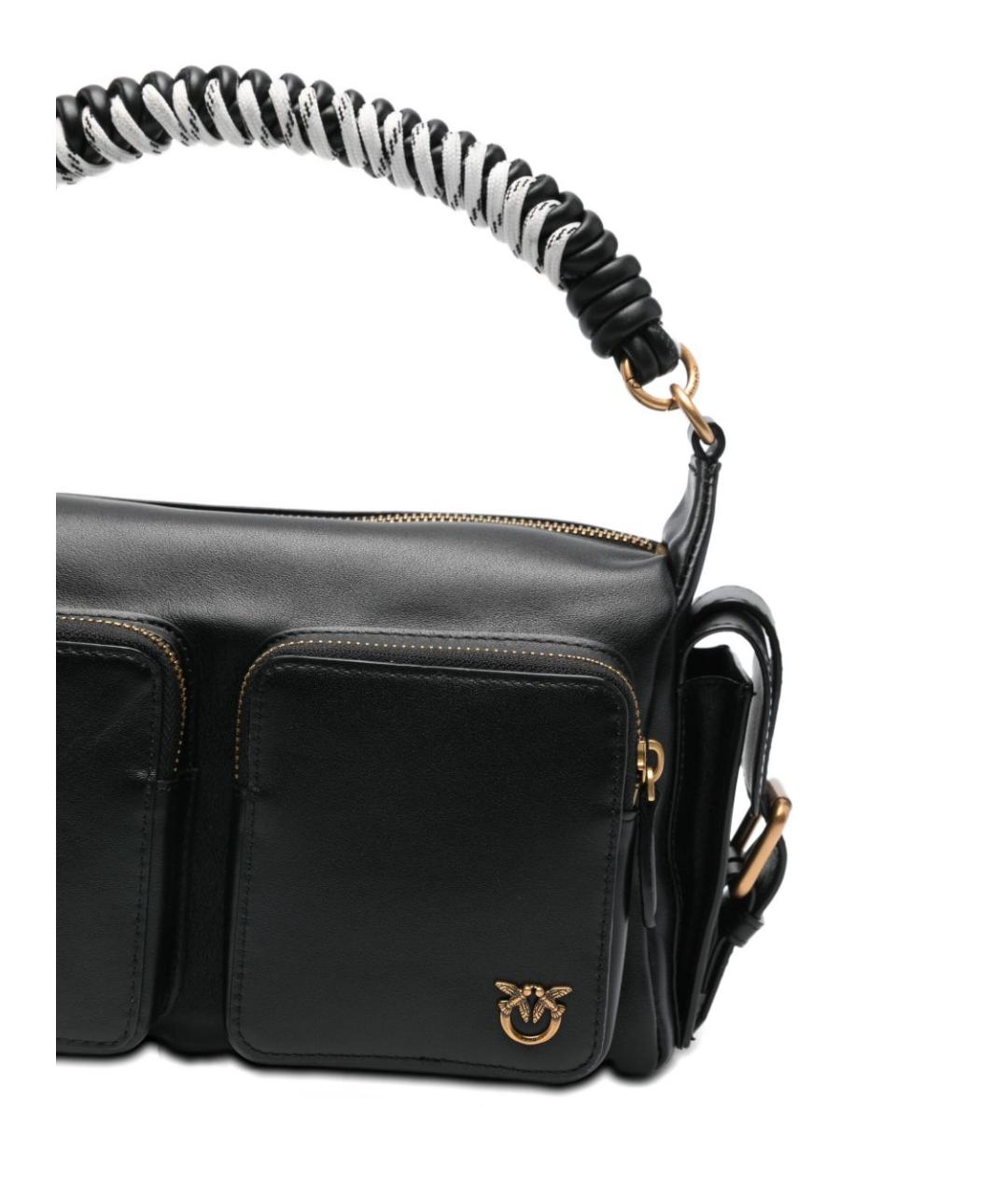 PINKO Черная кожаная сумка с короткими ручками, фото 4