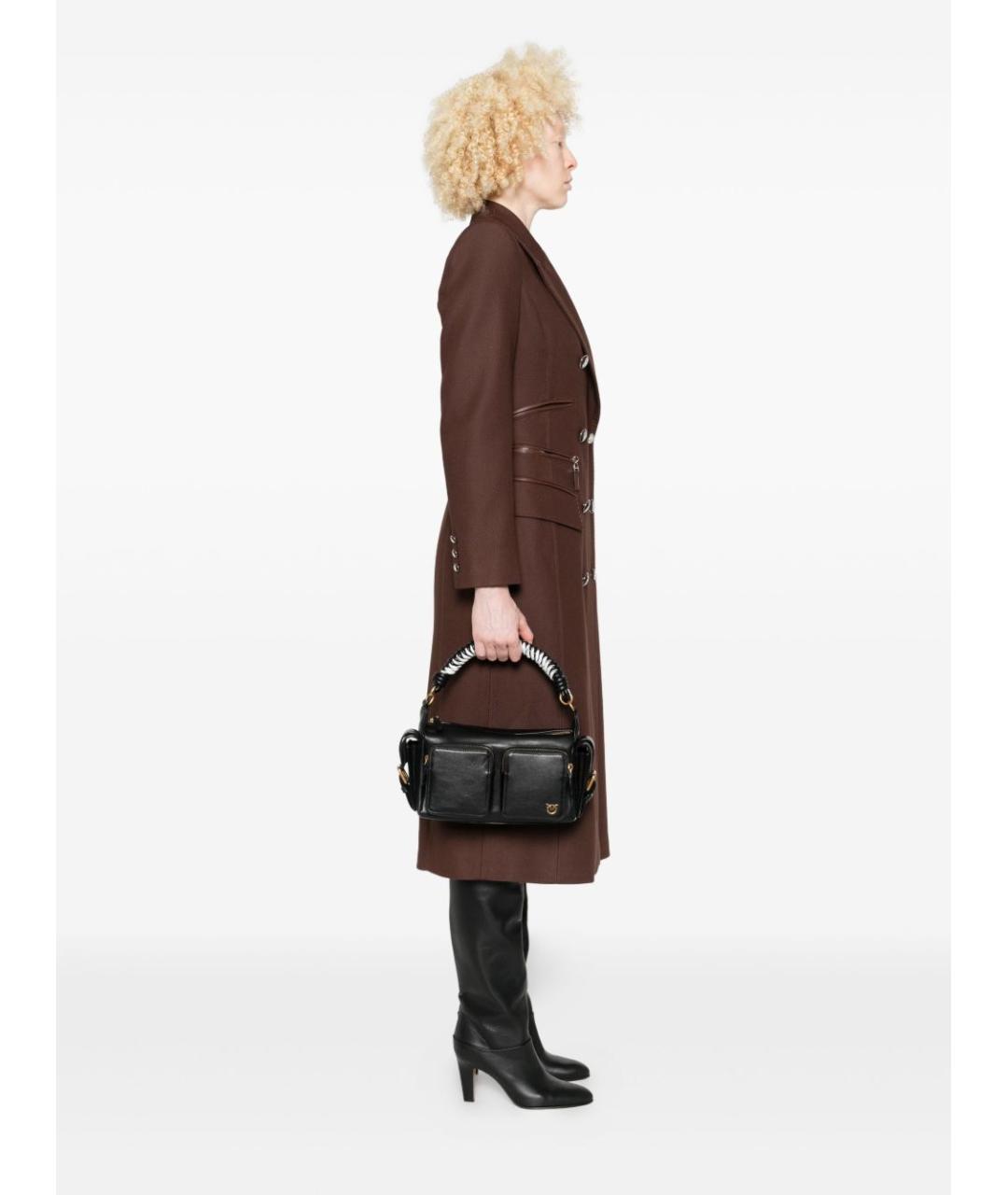 PINKO Черная кожаная сумка с короткими ручками, фото 5