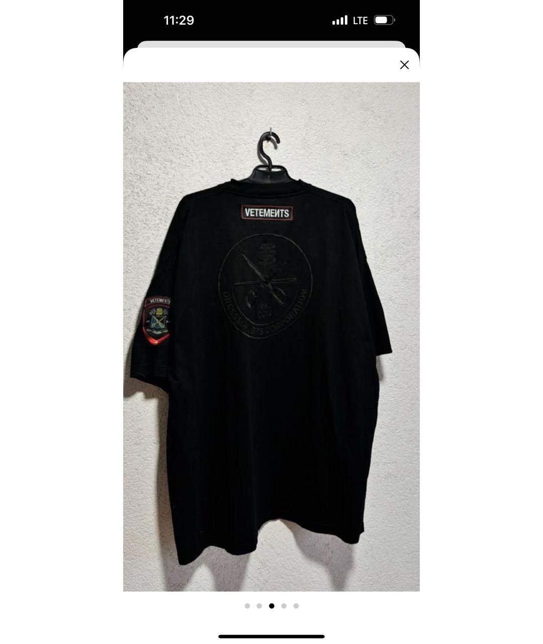 VETEMENTS Черная хлопковая футболка, фото 2