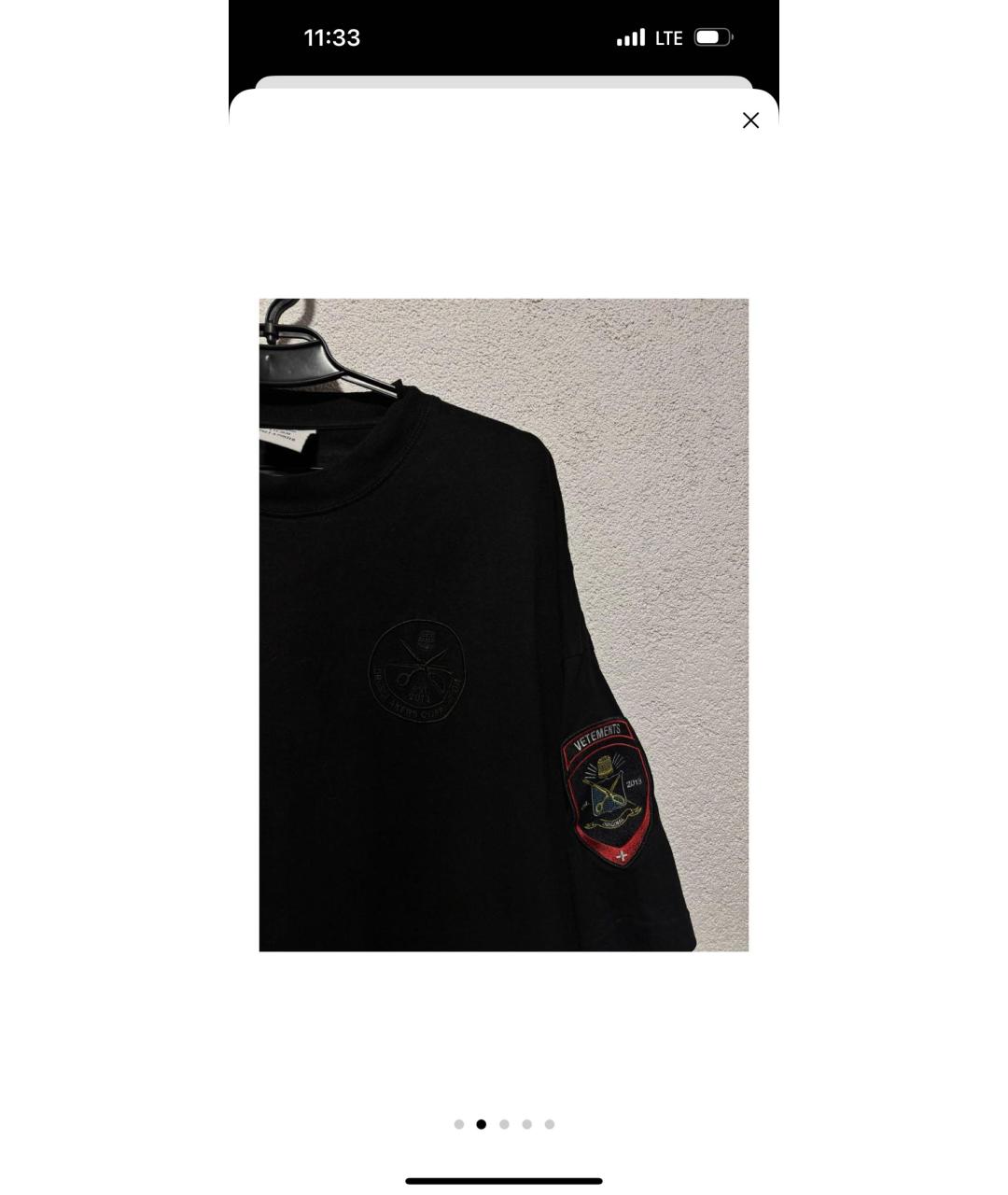 VETEMENTS Черная хлопковая футболка, фото 4