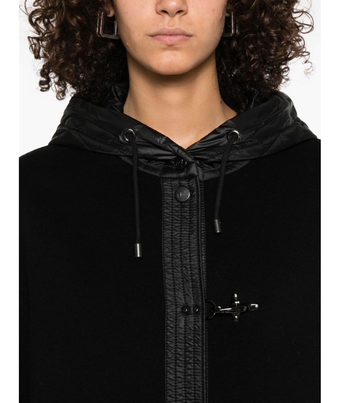 FAY Черное шерстяное пальто, фото 4