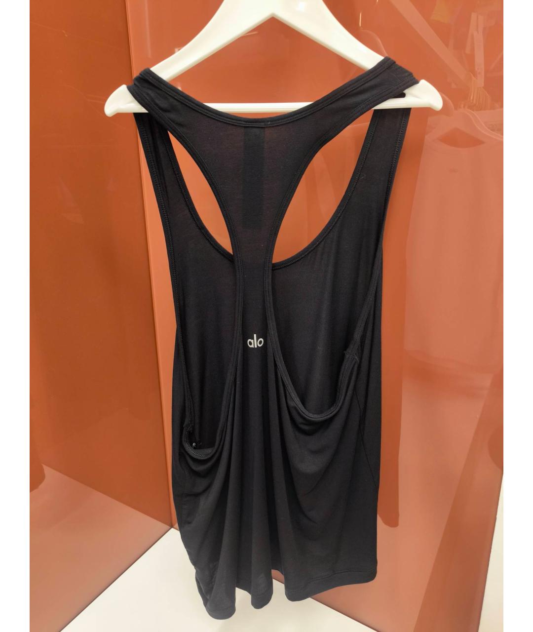ALO YOGA Черная синтетическая майка, фото 2