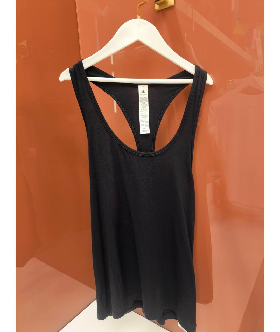 ALO YOGA Черная синтетическая майка, фото 6