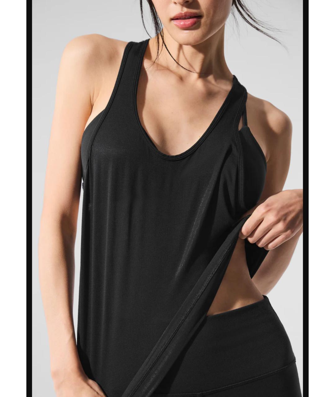ALO YOGA Черная синтетическая майка, фото 4