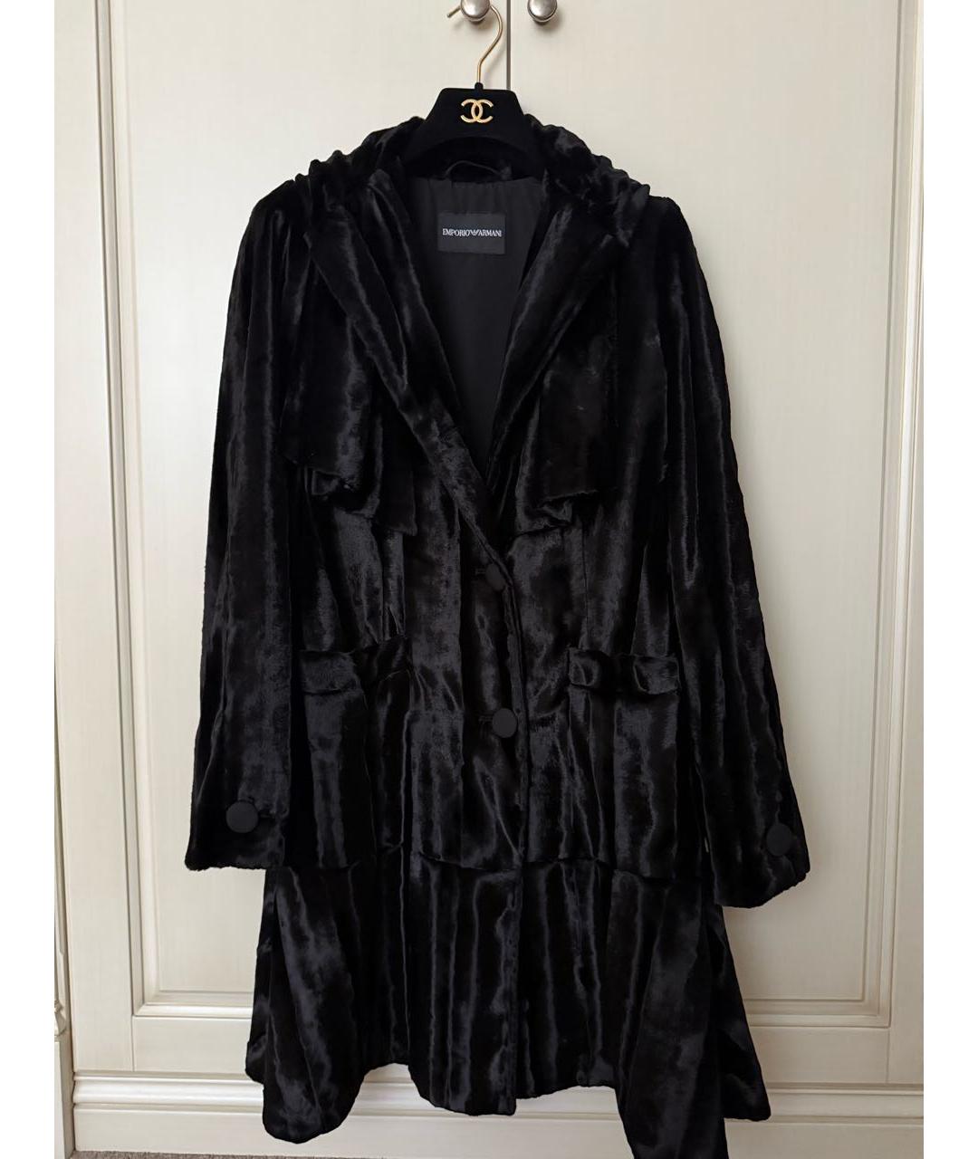 EMPORIO ARMANI Черное велюровое пальто, фото 6