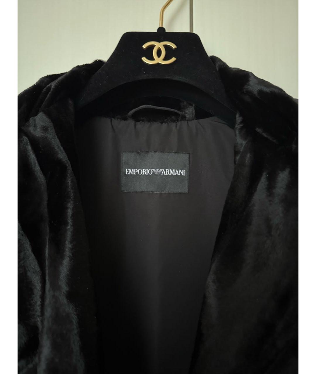 EMPORIO ARMANI Черное велюровое пальто, фото 3