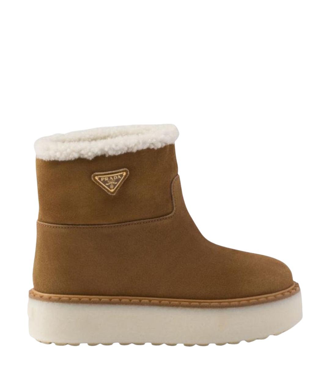 PRADA Коричневые замшевые ботинки, фото 1