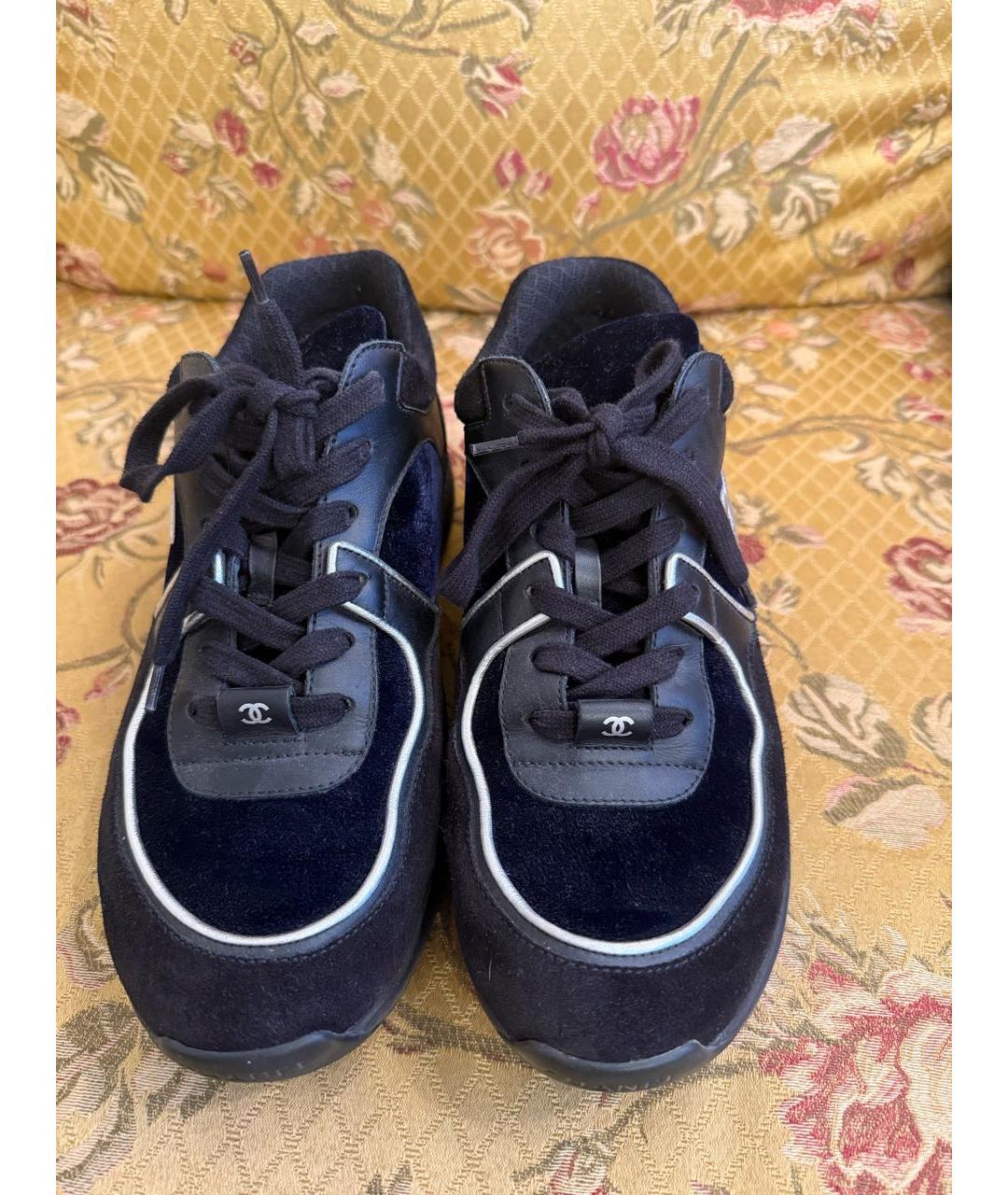 CHANEL Синие бархатные кроссовки, фото 2