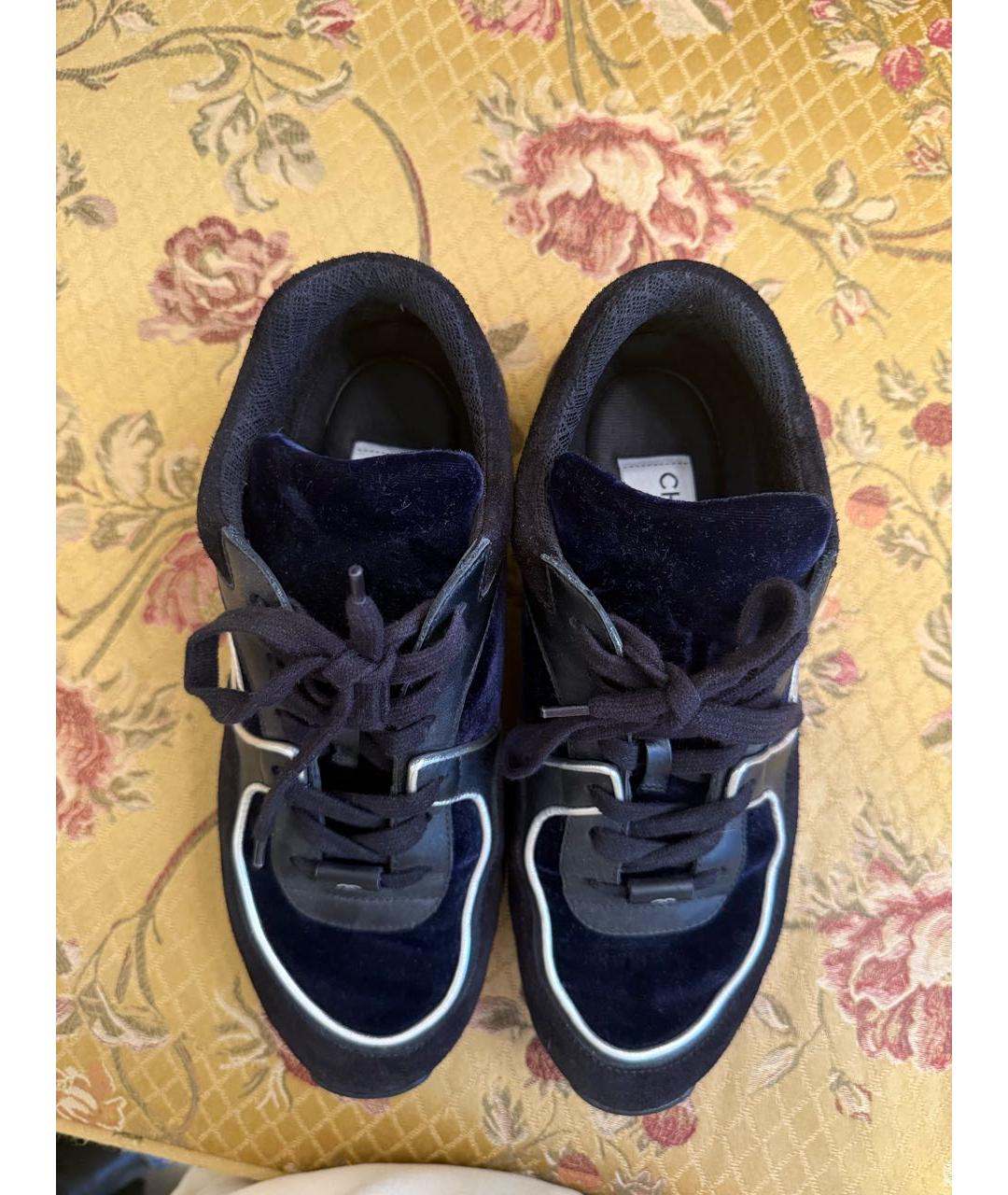CHANEL Синие бархатные кроссовки, фото 4
