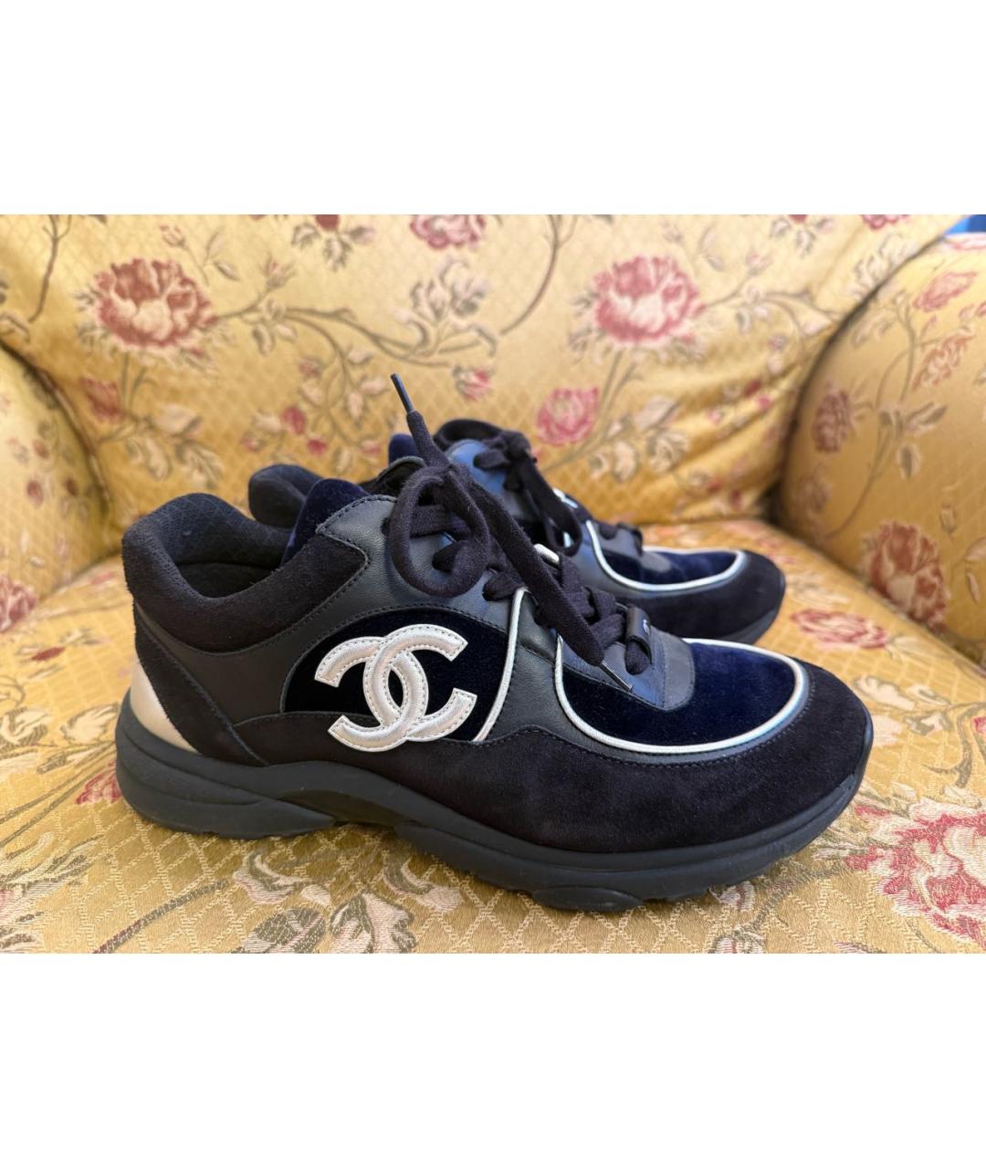 CHANEL Синие бархатные кроссовки, фото 6