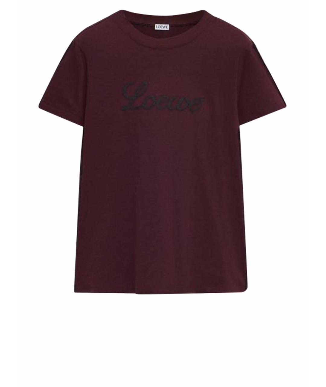 LOEWE Бордовая хлопковая футболка, фото 1