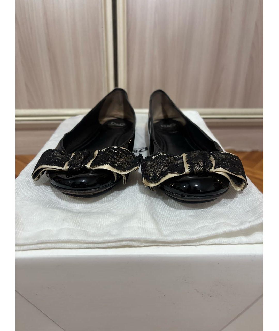 DOLCE&GABBANA Черные балетки из лакированной кожи, фото 4