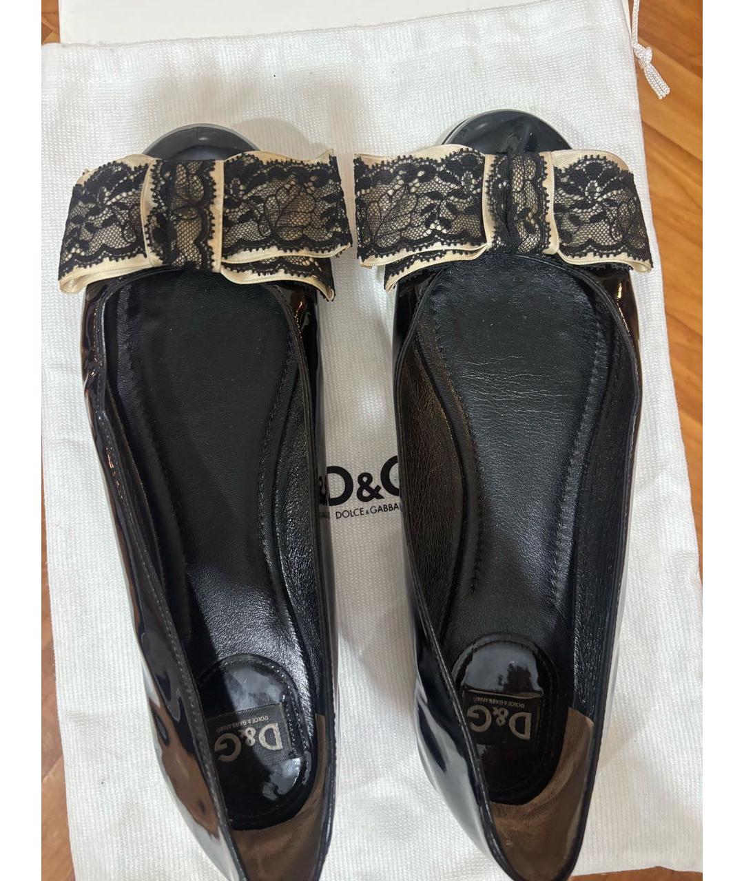DOLCE&GABBANA Черные балетки из лакированной кожи, фото 2