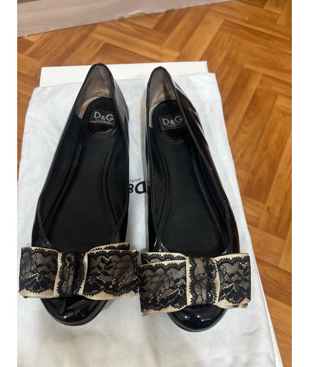 DOLCE&GABBANA Черные балетки из лакированной кожи, фото 3