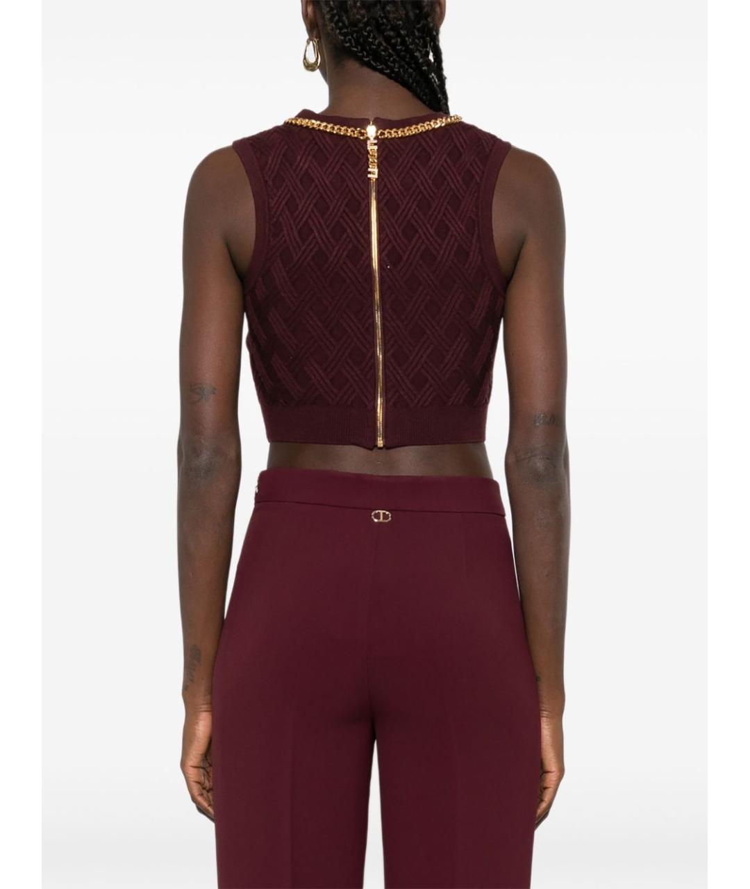 ELISABETTA FRANCHI Бордовая вискозная майка, фото 4