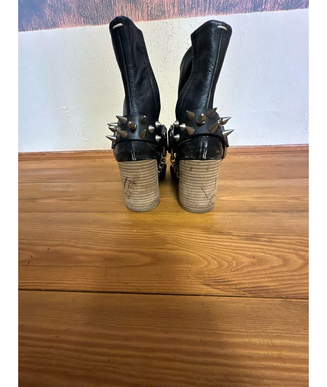 MAISON MARGIELA Черные кожаные ботильоны, фото 4