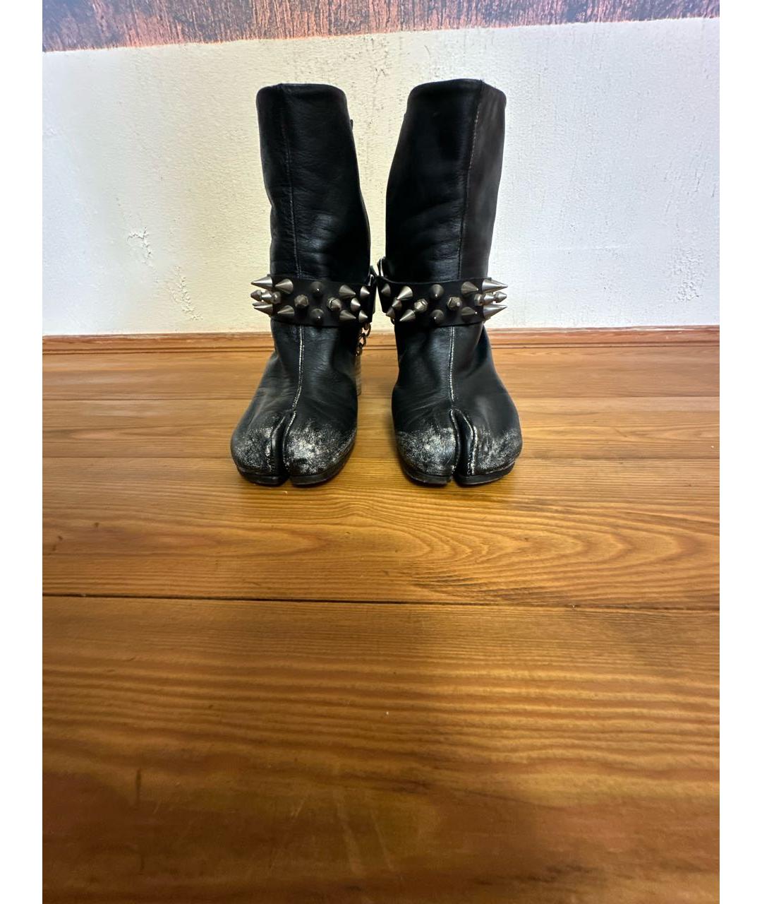 MAISON MARGIELA Черные кожаные ботильоны, фото 2