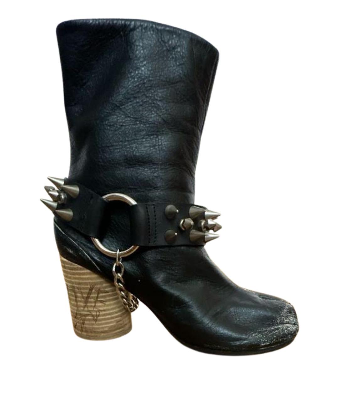 MAISON MARGIELA Черные кожаные ботильоны, фото 1