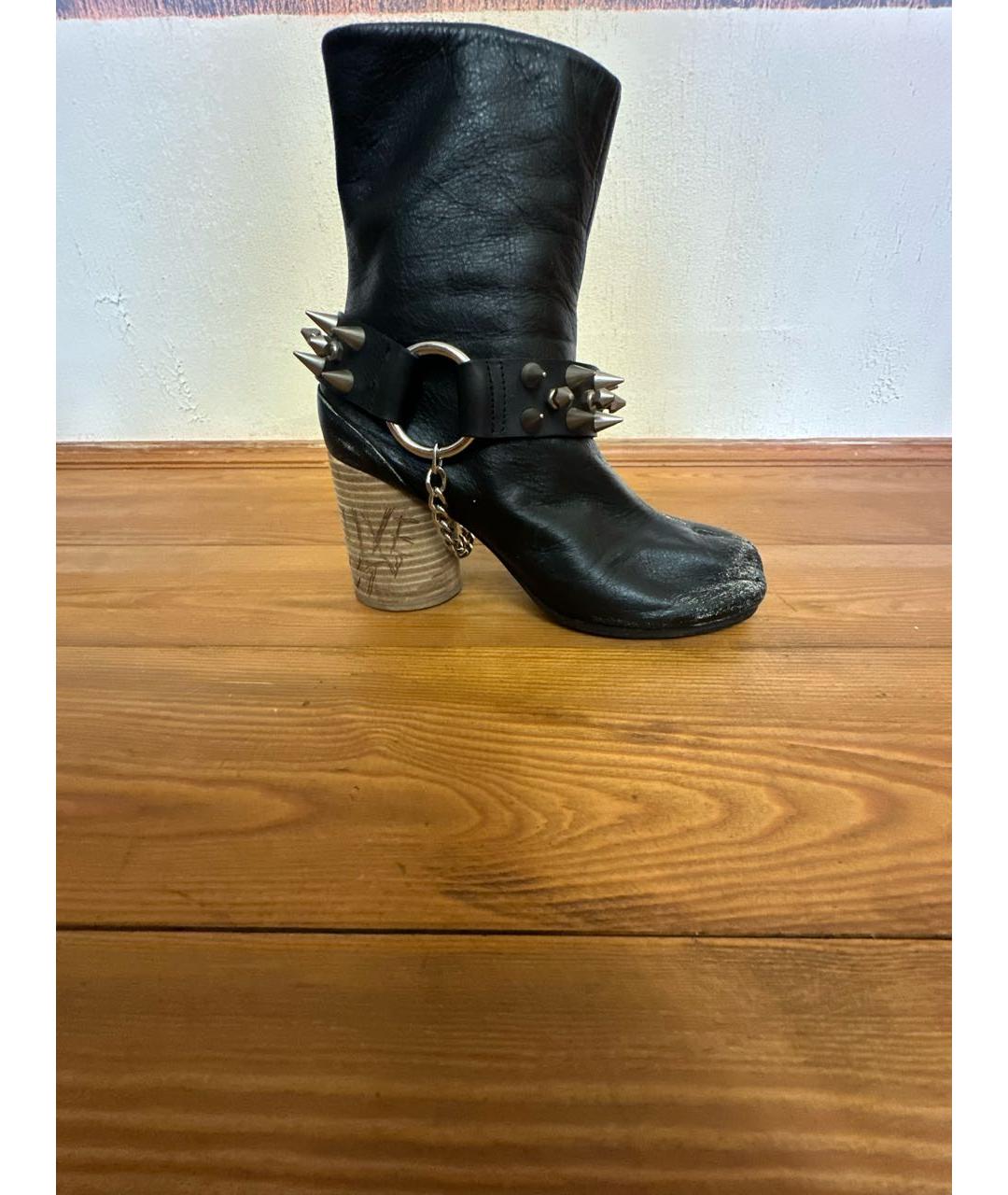 MAISON MARGIELA Черные кожаные ботильоны, фото 5