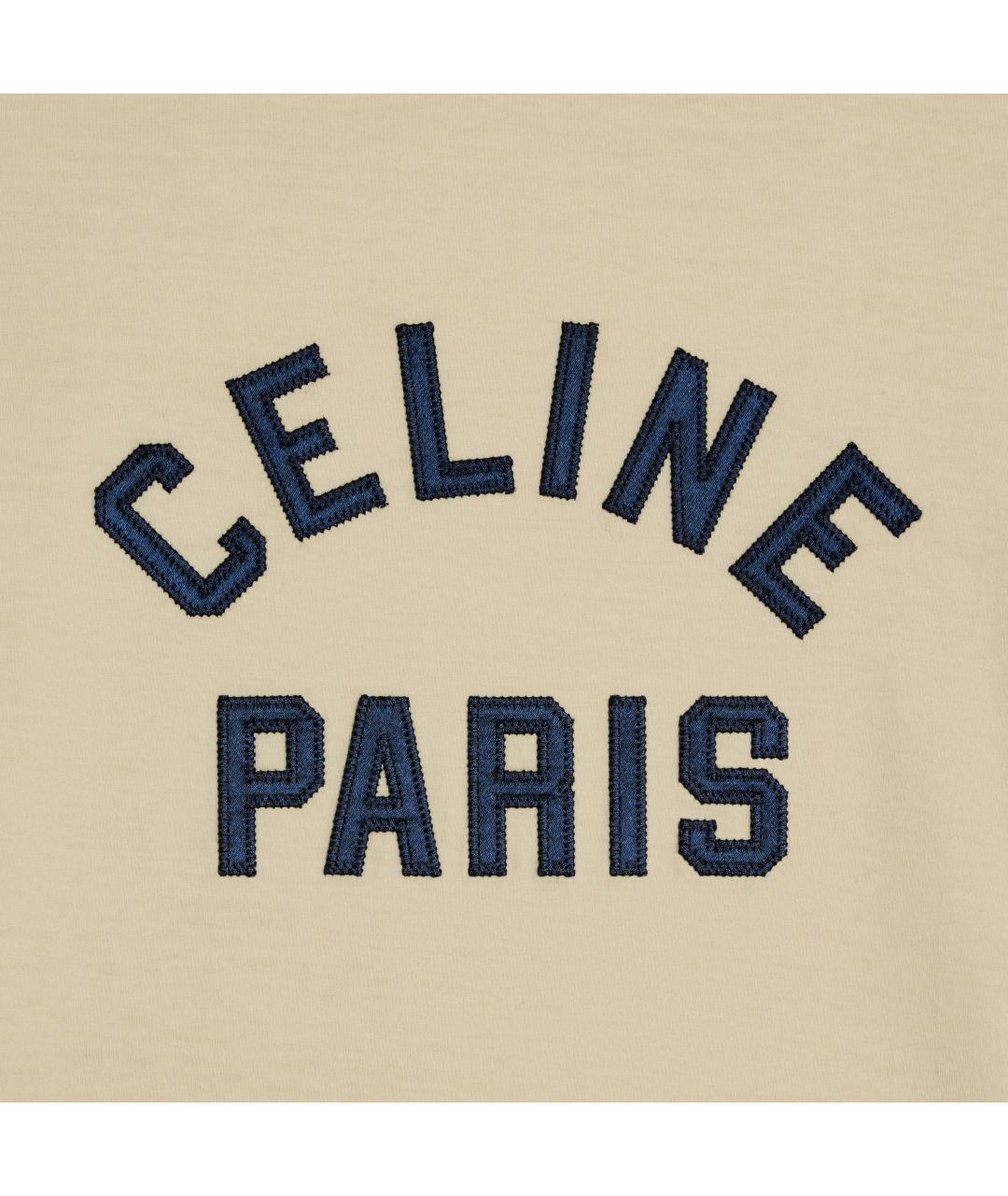 CELINE Бежевая хлопковая футболка, фото 3