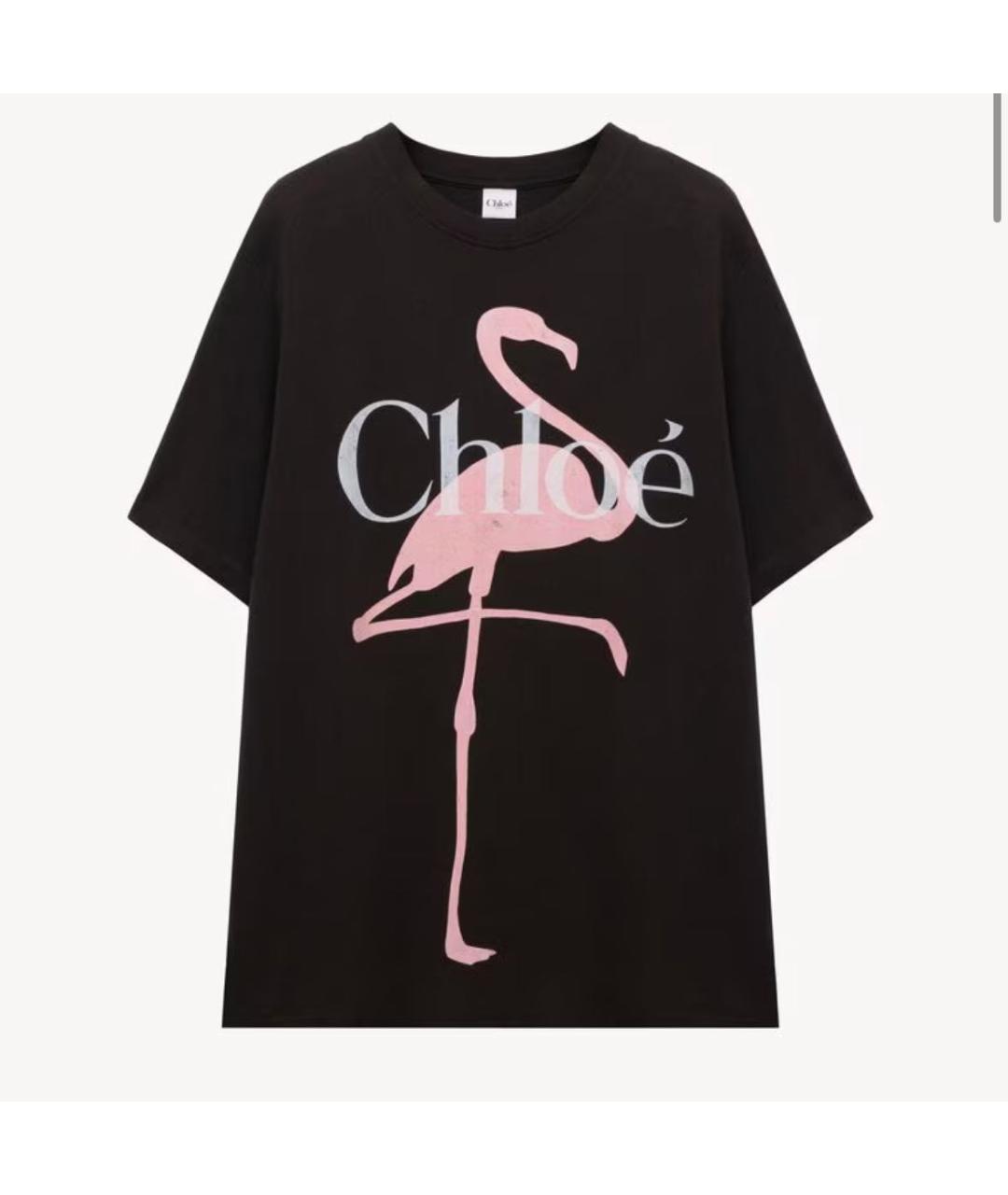 CHLOE Черная хлопковая футболка, фото 4