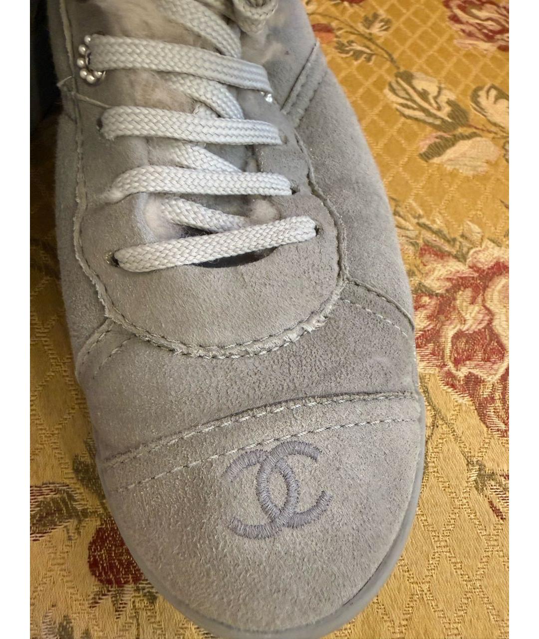 CHANEL Серые замшевые ботинки, фото 4