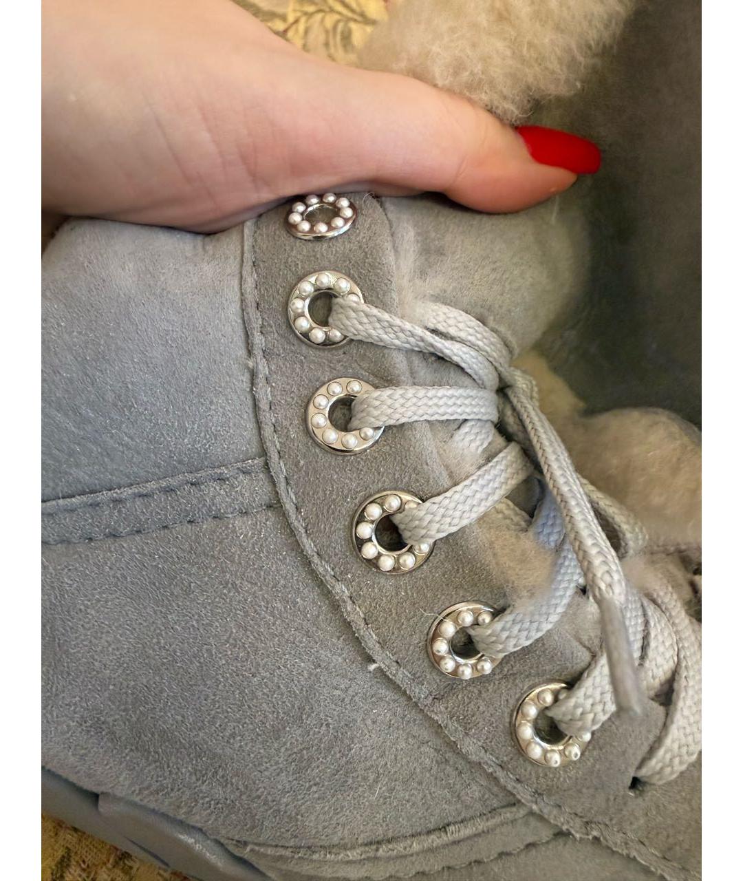 CHANEL Серые замшевые ботинки, фото 6