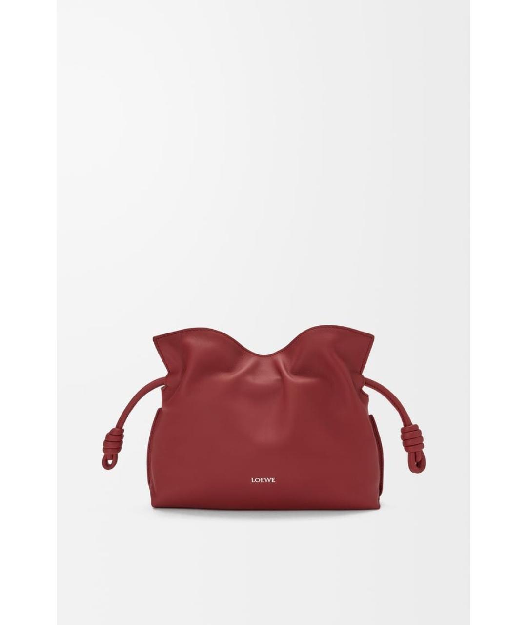 LOEWE Бордовая кожаная сумка через плечо, фото 5