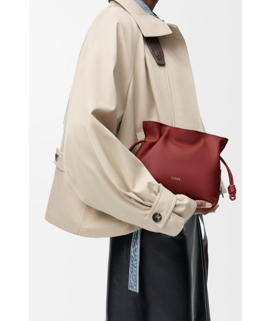 LOEWE Бордовая кожаная сумка через плечо, фото 2