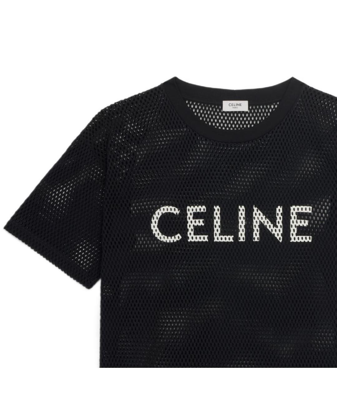 CELINE Черная хлопковая футболка, фото 4