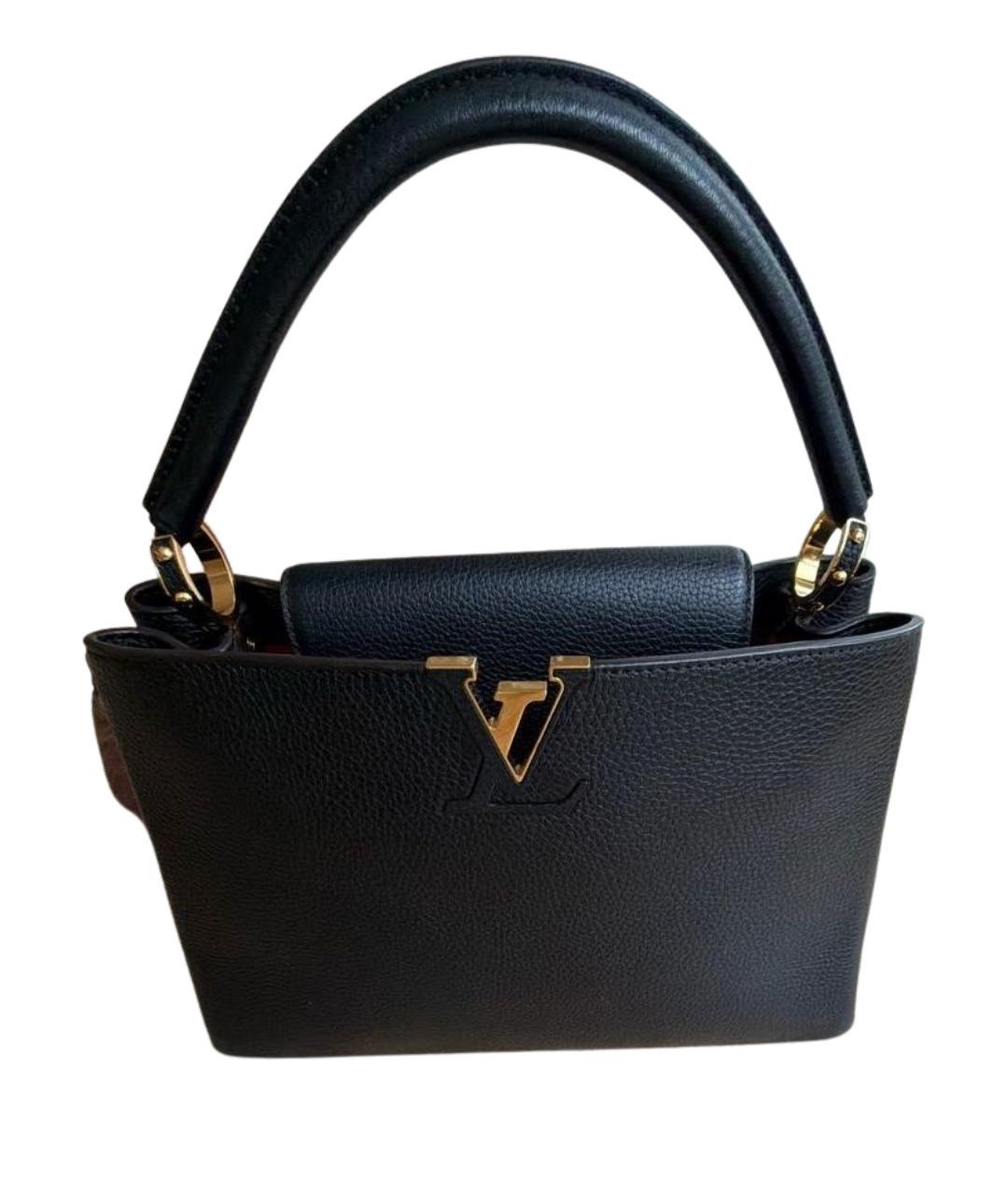 LOUIS VUITTON Черная кожаная сумка с короткими ручками, фото 6