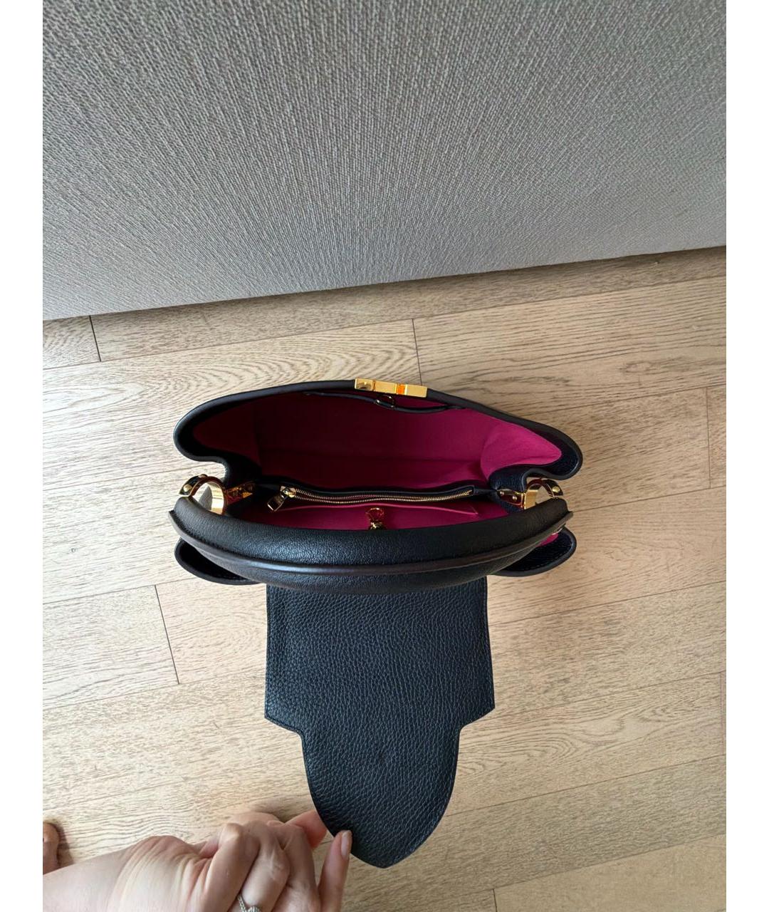 LOUIS VUITTON Черная кожаная сумка с короткими ручками, фото 4