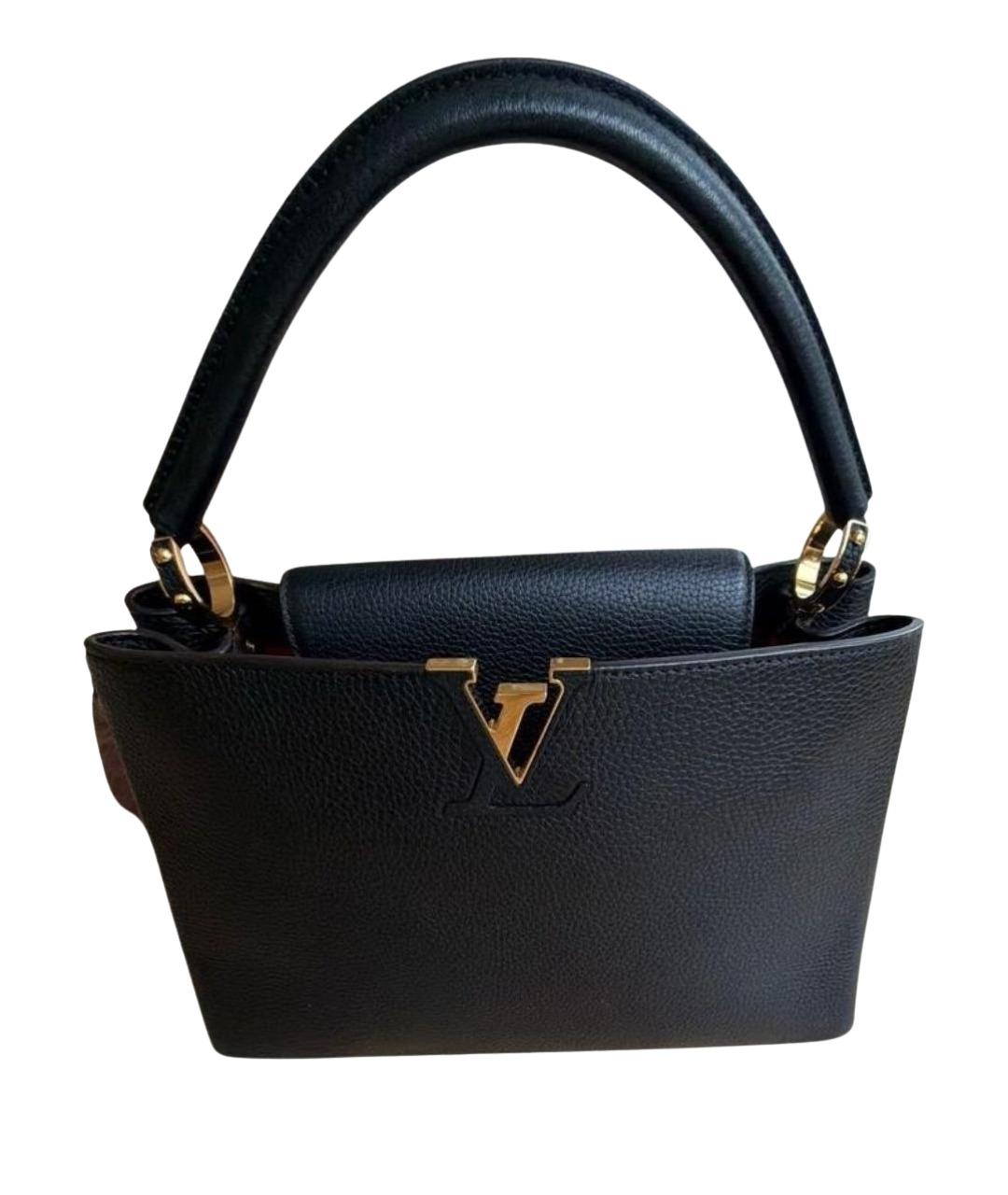 LOUIS VUITTON Черная кожаная сумка с короткими ручками, фото 1