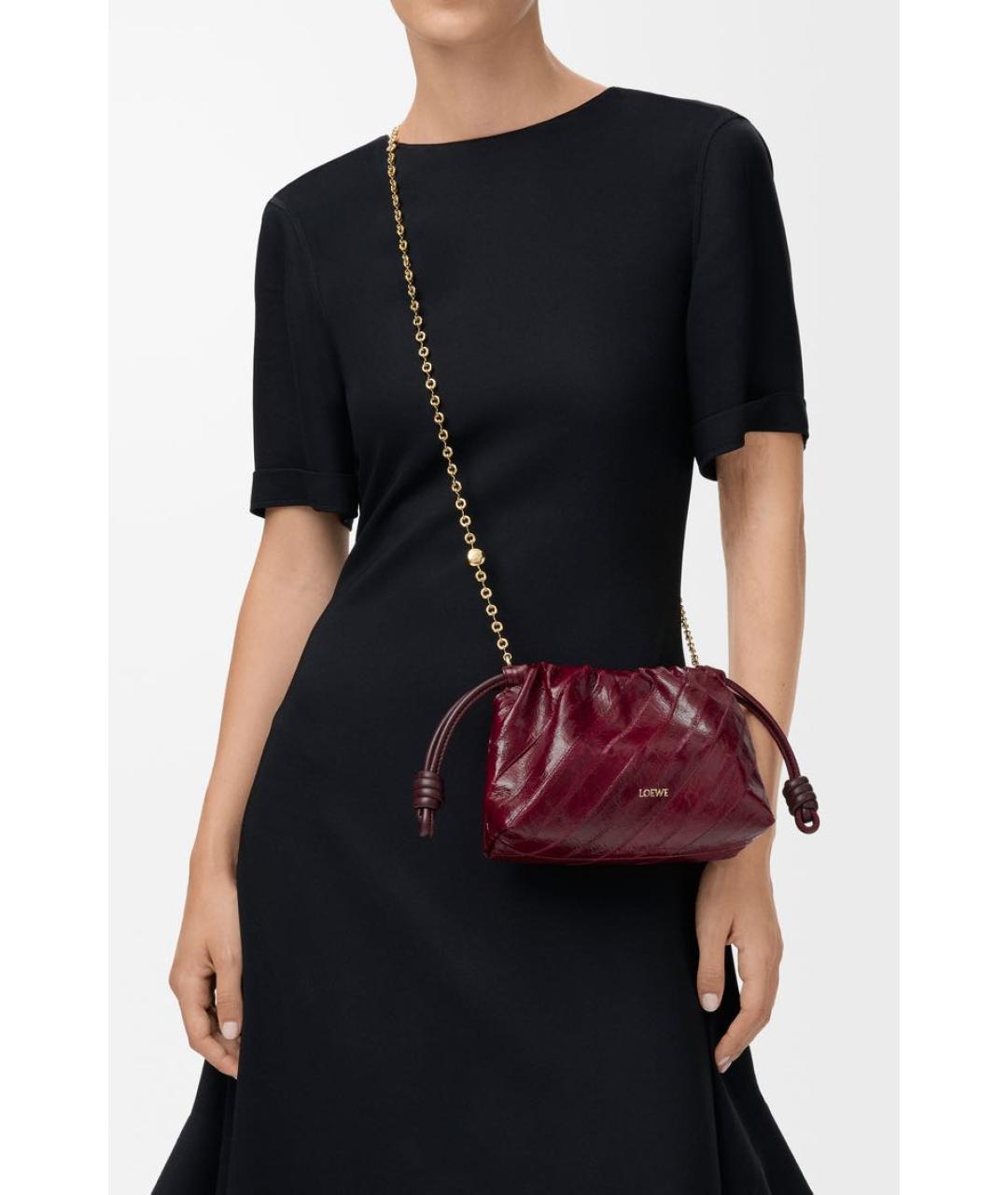 LOEWE Бордовая кожаная сумка через плечо, фото 3