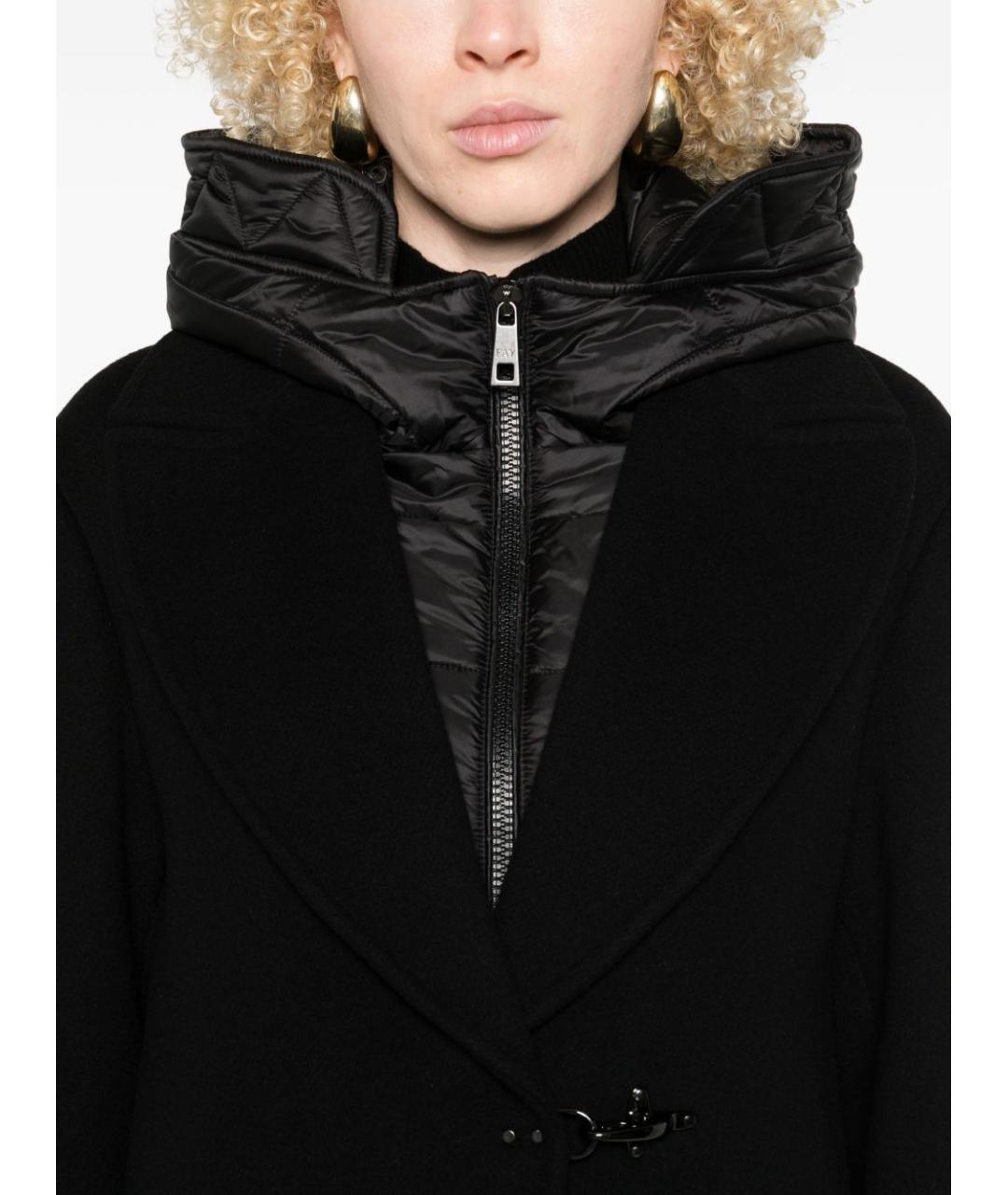 FAY Черное шерстяное пальто, фото 2