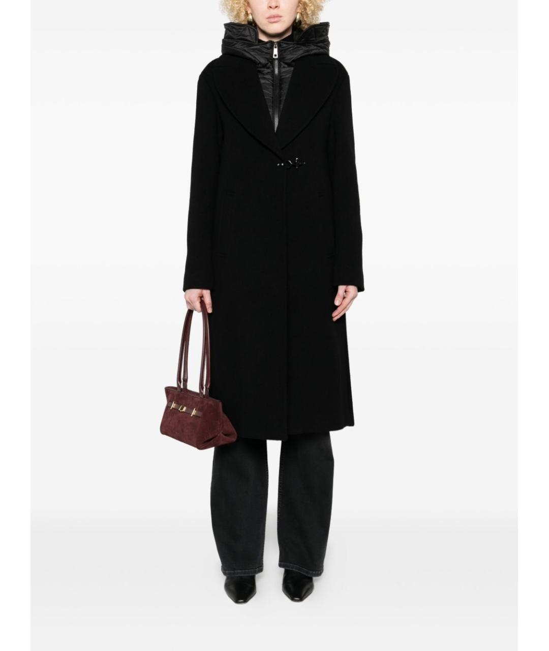 FAY Черное шерстяное пальто, фото 4