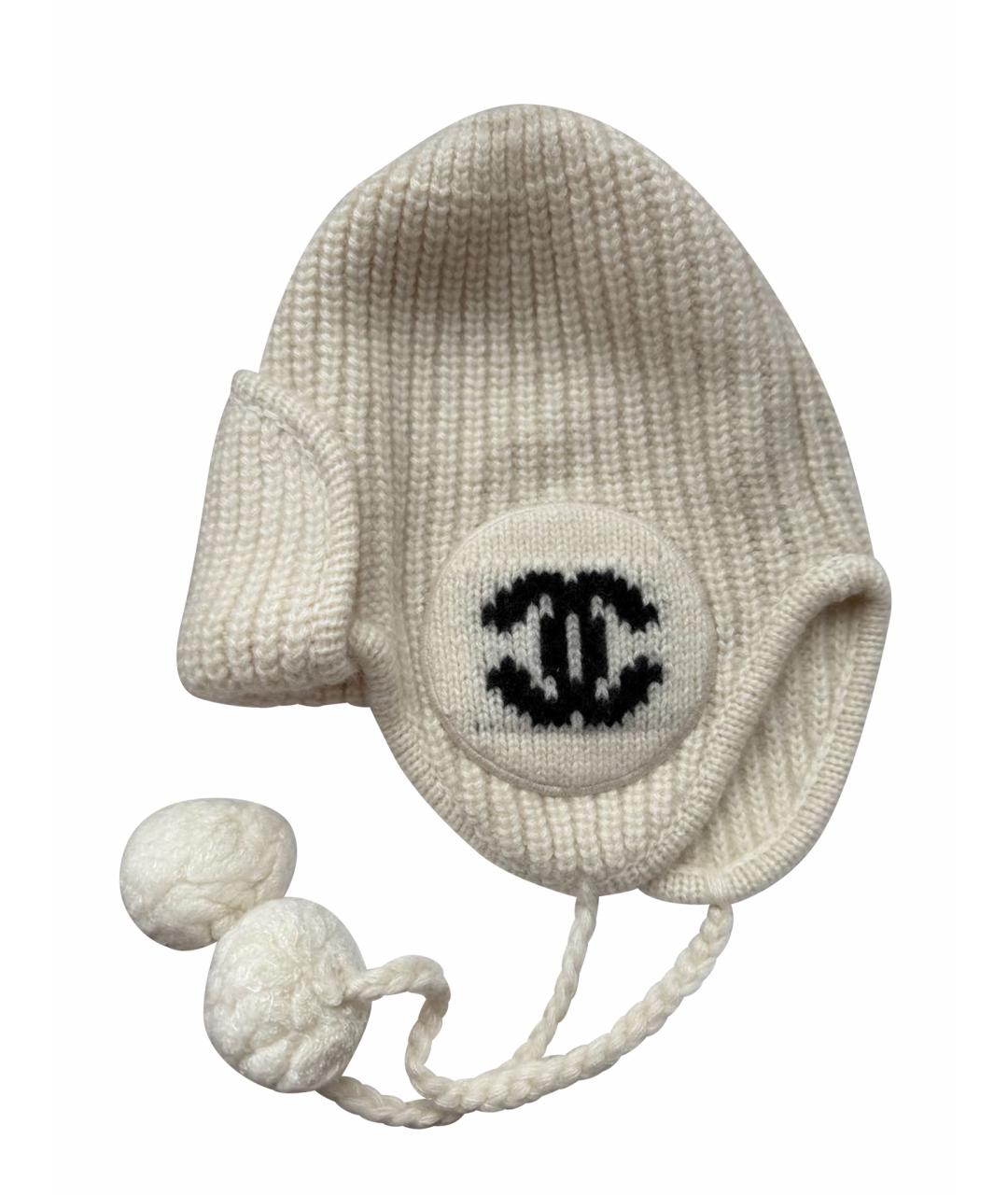 CHANEL Белая кашемировая шапка, фото 1