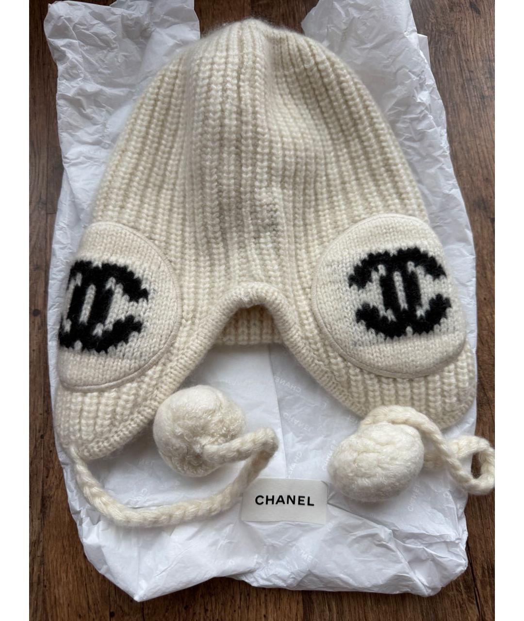 CHANEL Белая кашемировая шапка, фото 3
