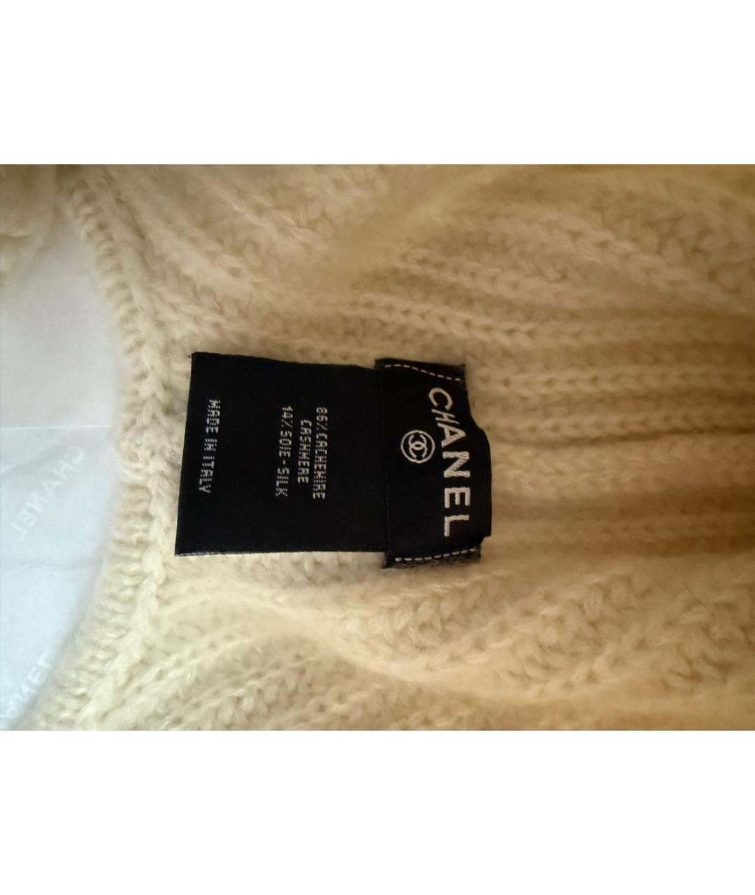 CHANEL Белая кашемировая шапка, фото 4