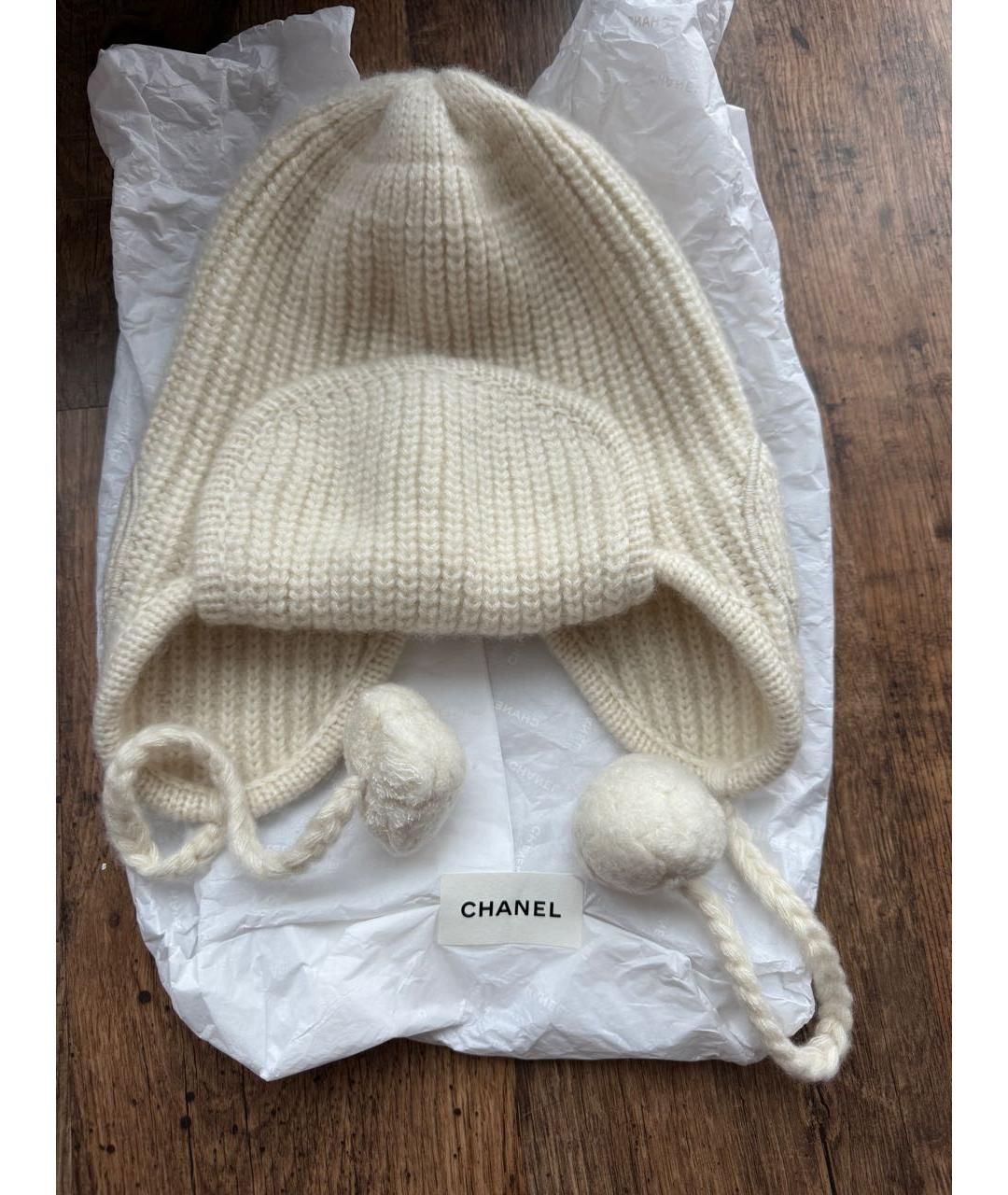 CHANEL Белая кашемировая шапка, фото 2